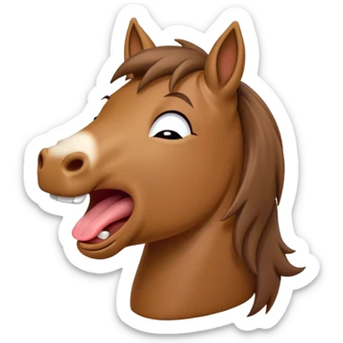 Cinematic Cute Yawning Brown Welsh Pony Portrait Emoji, Head tilted slightly with a dramatic, wide-open yawn, showcasing a sturdy, brown-colored form with softly drooping ears and sleepy, half-closed eyes, Simplified yet irresistibly adorable features, highly detailed, glowing with a soft, cozy earthy glow, high shine, relaxed yet expressive, stylized with a dash of rustic charm, soft glowing outline, capturing the essence of a drowsy yet affectionate brown Welsh pony that appears ready to stretch and yawn its way off the screen! sticker