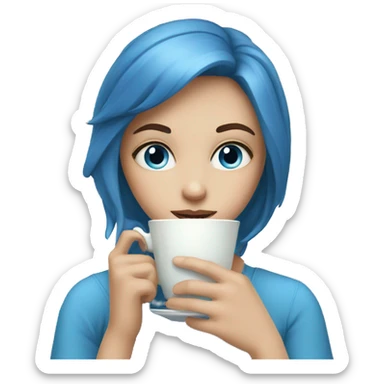 Blue eyed Girl sipping tea sticker