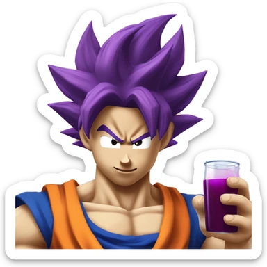 Super saiyan Goku drinking grape juice sticker