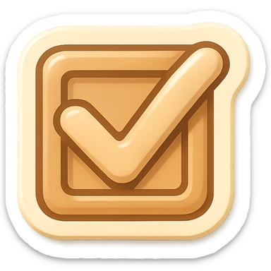 checkbox with a check mark, beige color, light shadow, retro sticker style sticker
