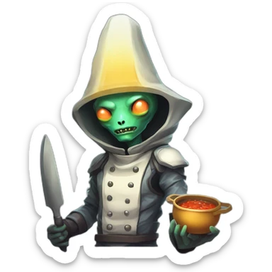 alien chef scifi roguelike rpg style inspired by slay the spire digital art sticker