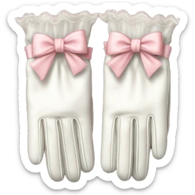 vintage rococo white gloves with light pink bows  sticker