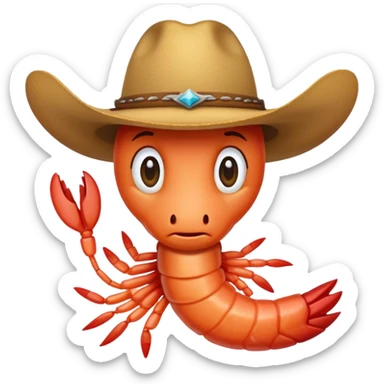 Realistic Shrimp wearing a cowboy hat sticker