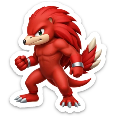 Sonic the hedgehogs friend knuckles a red animal  sticker