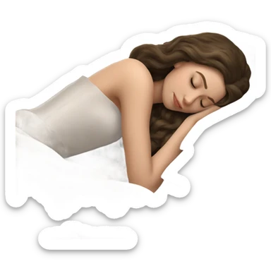 sleeping beauty brunette shoulder length hair white girl with silk pillow sticker