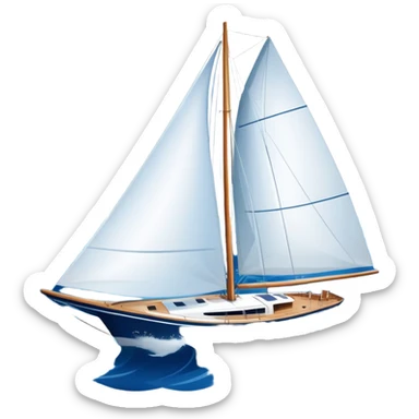 An icon featuring a sleek sailboat with billowing sails cutting through the waves. The design includes the boat's mast, a wind-filled sail, and water splashes, symbolizing the thrill and skill of sailing. Transparent background highlights the elegance and power of wind-driven sports. sticker