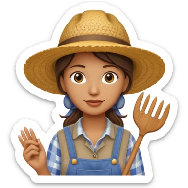 farmer woman with pitchfork sticker
