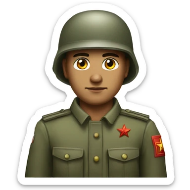 realistic ussr soldier serious with military takes sticker