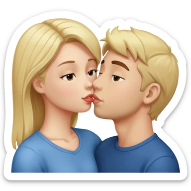 a girl kiss her boyfriend face sticker