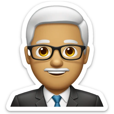 Menino moreno, cabelos partido para o lado liso preto, usando óculos, olhos castanhos   sticker