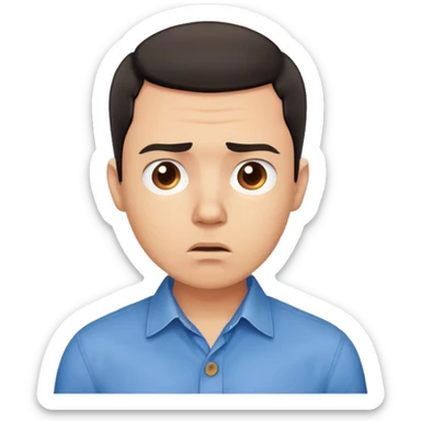 Emoji com um rapaz em dúvida sobre o que comprar com blusa social azul sticker