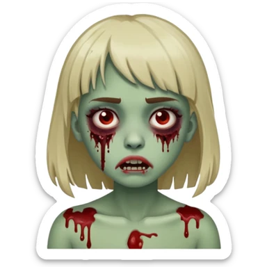 emoji de zumbi garota com franja piercing no nariz e sangue com o fundo preto sticker