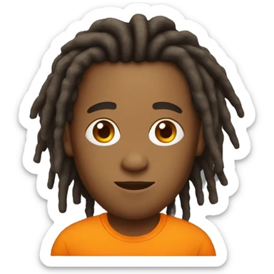 man with dreads with orange tshirt sticker