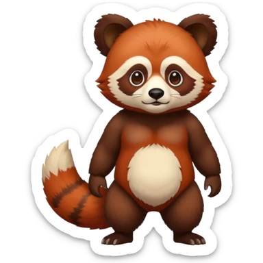 Realistic cool edgy 4-legged Bear-Red-Panda-Tanuki-animal-fusion-hybrid, Full body sticker