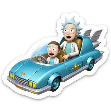 Hot wheels Rick and Morty flying in a spaceship to citadel of Ricks  sticker
