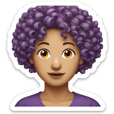 European, purple curly hair, woman, middle-aged, nose ring. sticker