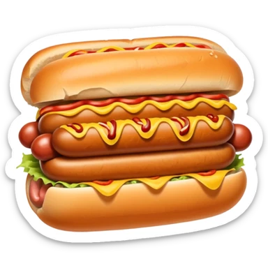 Grilled hot dog in a bun. Add sauerkraut on one side and then drizzle spicy mustard on the top  sticker