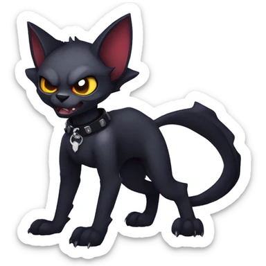  cool edgy anthro dark-themed animal vampiric bat-cat-hybrid Fakemon  with a collar full body sticker