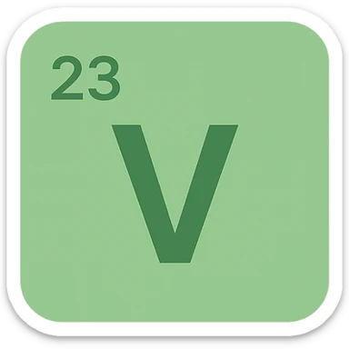 the letter V from the periodic table, green background, bold and simple design sticker
