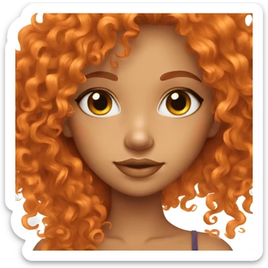 brown eyed orange curly hair girl long eyelashes  sticker