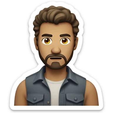 angry man with a beard and short scruffy medium brown hair wearing a buttoned shirt sticker