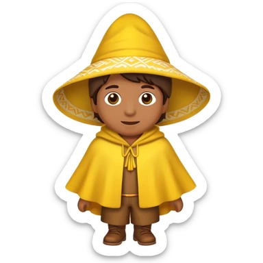 classic yellow emoji of a Peruvian wearing a chullo and poncho sticker