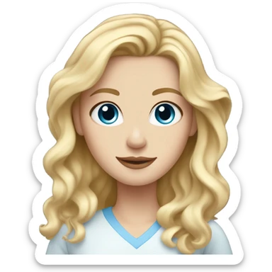 white girl with medium length wavy blonde hair and blue eyes sticker