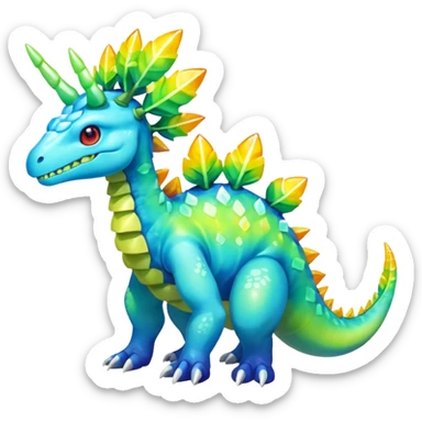 Shiny Aurorus-Heliolisk-Meganium-Fakémon-hybrid-creature (full body)  sticker