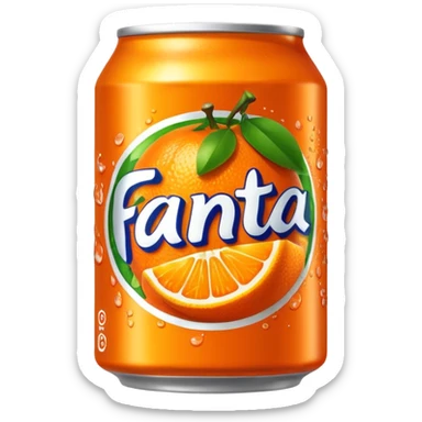 Draw a bright orange Fanta can with the bold logo & fruit graphics. sticker