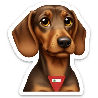 Brown teckel holding a lebanese flag  sticker