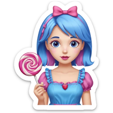 candy girl from candyland blue pink mixed hair sticker