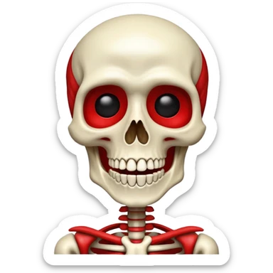 Flashing red skeleton wojak but with Rick Astley face on it and the Rick Astley face is straight face but with his front teeth sticking out sticker