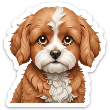 Cinematic Grumpy Apricot Cavoodle Portrait Emoji, Head tilted slightly with a deeply unimpressed expression, showcasing a thick, curly apricot coat with subtle white accents, large, droopy brown eyes narrowed into an unamused glare, ears slightly drooping in exasperation, Simplified yet comically expressive features, highly detailed, glowing with a dry, sarcastic glow, high shine, effortlessly judgmental yet dignified, stylized with a touch of cynicism, bright but brooding, soft glowing outline, capturing the essence of an eternally unimpressed yet endearing companion, so lifelike it feels like it could sigh heavily at you in disdain at any moment! sticker