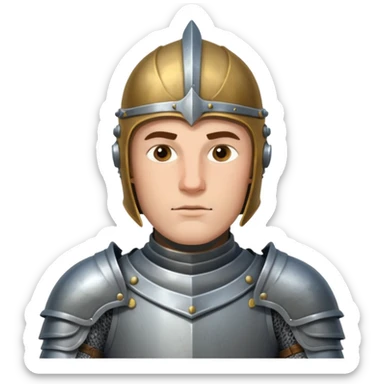 Hazme el emoji de un caballero medieval con actitud muy masculina en diversos estados de animos de los caballeros teutonicos pensativo tocandose la barbilla sticker