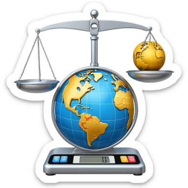 A globe on a weighing scale sticker
