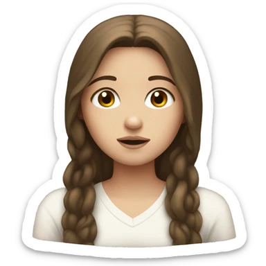 a white girl with brunette hair and hazel eyes praying sticker