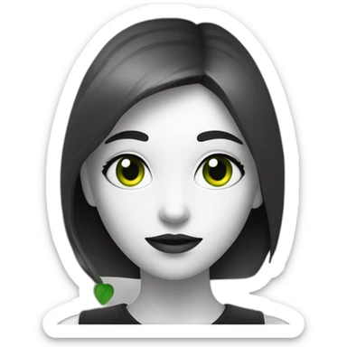 Une fille en noir et blanc juste avec des yeux verts sticker