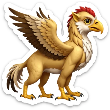 A beaked beaky 4-legged, feral, digitigrade, lanky, elegant, Gryphon-Griffin-Griff-Avian-hybrid, with a long beak, full body, cute, realism, hyper-realistic  sticker