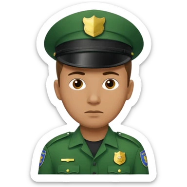 green uniform police without cap sticker