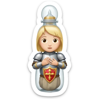 Jeanne d’arc en armure médiévale en enfermée dans un biberon  sticker