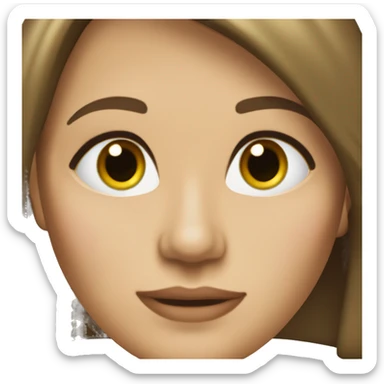 40 year old woman with kelly green eyes and shoulder-length, straight brown hair and defined jawline sticker