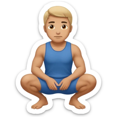 Make a normal wieght guy facing forward squatting sticker