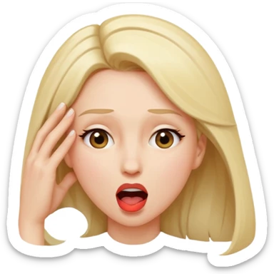 Femme, bouche ouverte, tête légèrement penchée en arrière. Main contre le front de façon dramatique  sticker