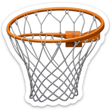 Cinematic Realistic image of a basketball hoop with a detailed metal rim and intricately woven net, captured in dynamic lighting that evokes the charged atmosphere of a competitive court sticker