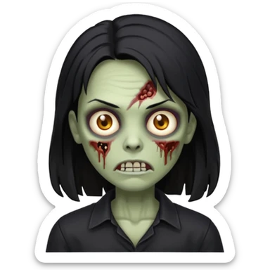 Zumbi com cabelo preto de tamanho médio e roupa preta  sticker