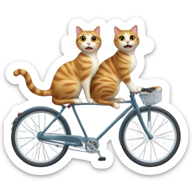 Two cats riding a bike sticker