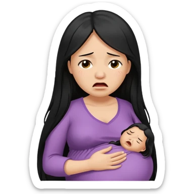 pregnant woman with long black hair crying sticker