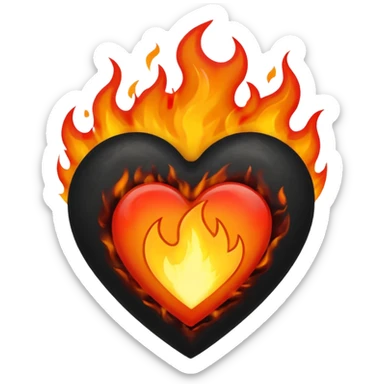 Black heart fire sticker