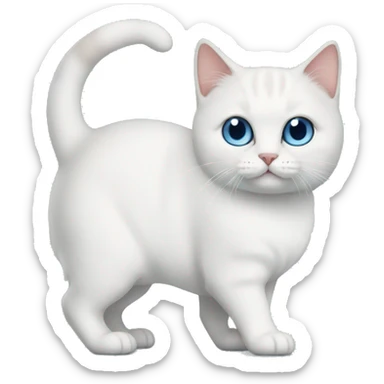 White munchkin cat blue with eyes standing sticker