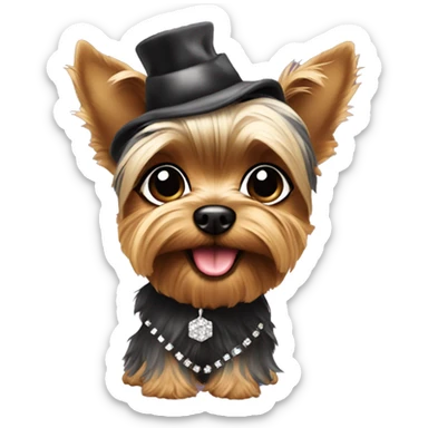 Cute Yorkie with glam clothing sticker